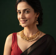 Gold-Toned Traditional Laxmi Mata Temple Jewellery Set