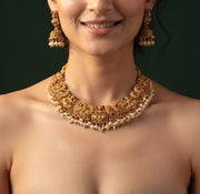 Gold-Toned Traditional Laxmi Mata Temple Jewellery Set