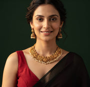 Gold-Toned Traditional Laxmi Mata Temple Jewellery Set