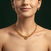Women Gold Plated Ston Beaded Minimal Jewellery Set