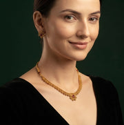 Women Gold Plated Ston Beaded Minimal Jewellery Set