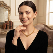 Women Gold Plated Ston Beaded Minimal Jewellery Set