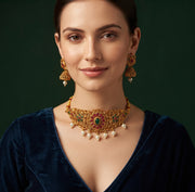 Women Gold Plated Traditional Choker Jewellery Set