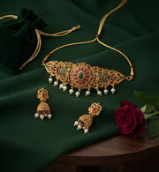 Women Gold Plated Traditional Choker Jewellery Set