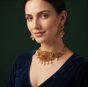 Women Gold Plated Traditional Choker Jewellery Set