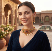 Women Gold Plated Traditional Choker Jewellery Set