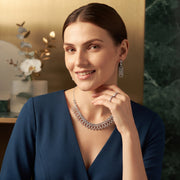 Women Silver Plated American Diamod Beaded Jewellery Set