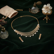 Women Gold Plated Diamond Beaded Layered Jewellery Set