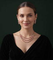 Rose Gold Plated Kundan & Diamond Jewellery Set