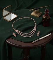 Rose Gold Plated Kundan & Diamond Jewellery Set