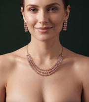 Rose Gold Plated Kundan & Diamond Jewellery Set