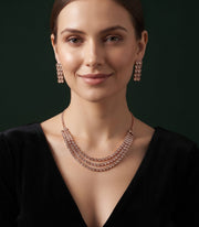 Rose Gold Plated Kundan & Diamond Jewellery Set