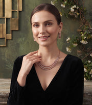 Rose Gold Plated Kundan & Diamond Jewellery Set