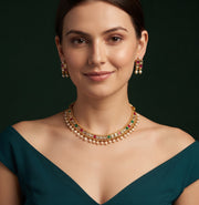 Gold-Toned Minimal Necklace with Earrings Jewellery Set
