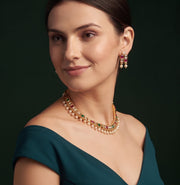 Gold-Toned Minimal Necklace with Earrings Jewellery Set