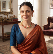 Gold-Toned Minimal Necklace with Earrings Jewellery Set