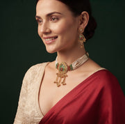 Women Gold Plated Rajawadi Har Jewellery Set