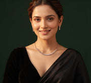 Rose Gold-Toned Minimal Necklace with Earrings Jewellery Set