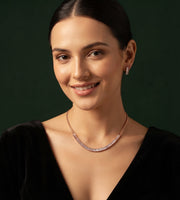 Rose Gold-Toned Minimal Necklace with Earrings Jewellery Set