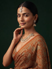 Women Gold Plated Kundan Beaded Jewellery Set