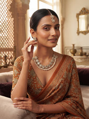 Women Gold Plated Kundan Beaded Jewellery Set