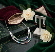Women Silver Plated American Diamod Beaded Jewellery Set