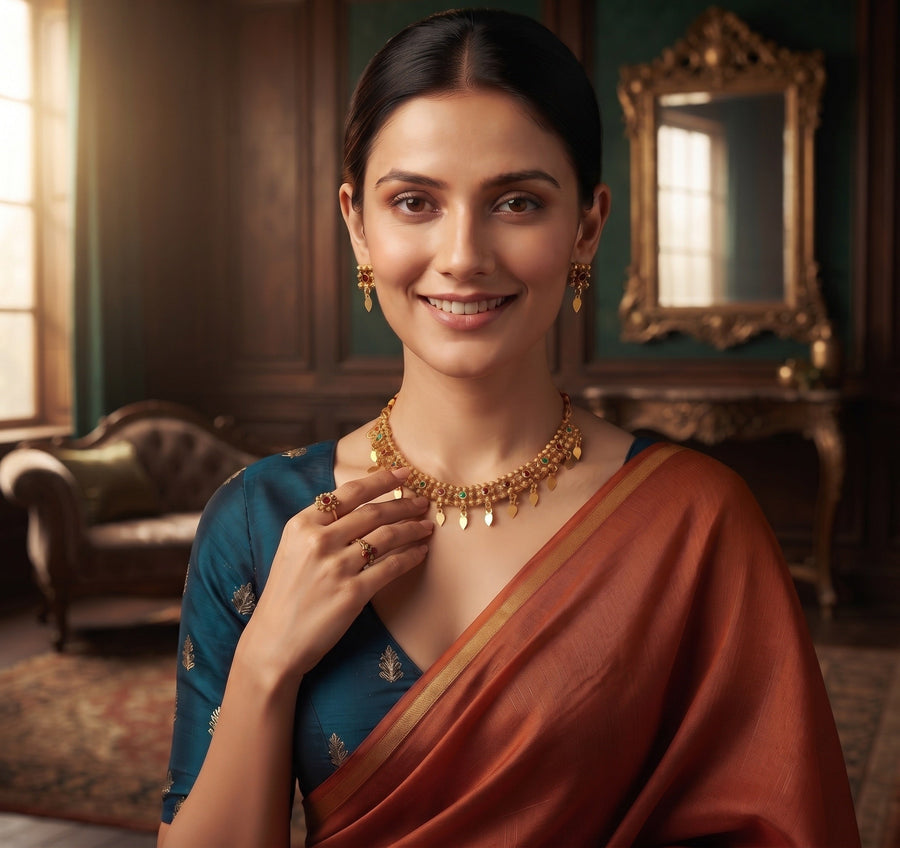 Women Gold Plated Ethnic Jewellery Set