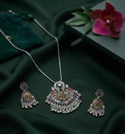 Women Silver Plated Oxidised Jewellery Set