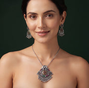 Women Silver Plated Oxidised Jewellery Set