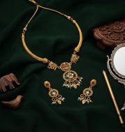 Gold-Plated CZ Kashmiri Jewellery Set
