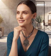 Women Silver Plated Oxidised Jewellery Set
