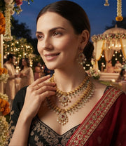 Women Gold Plated Indo-Ethnic Rani Har Jewellery Set