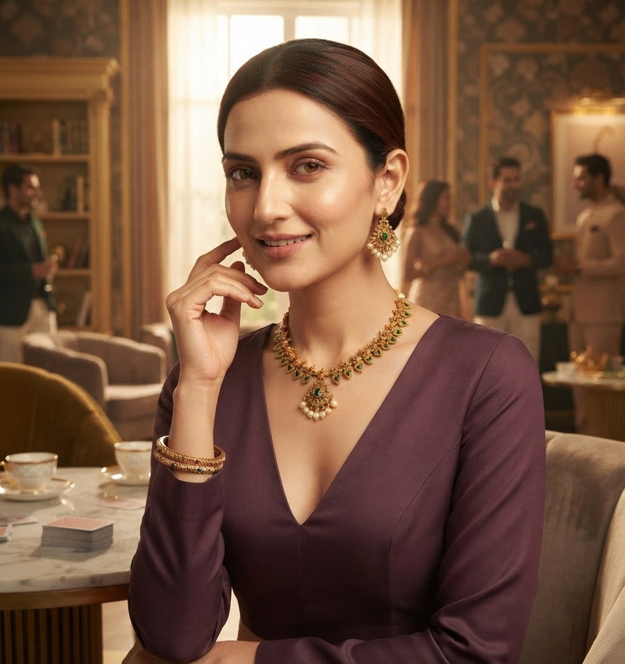 Women Gold Plated Ethnic Jewellery Set