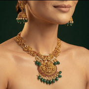 Gold-Toned Traditional Laxmi Mata Temple Jewellery Set