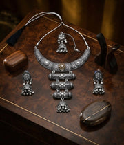 Women Silver Plated Oxidised Jewellery Set