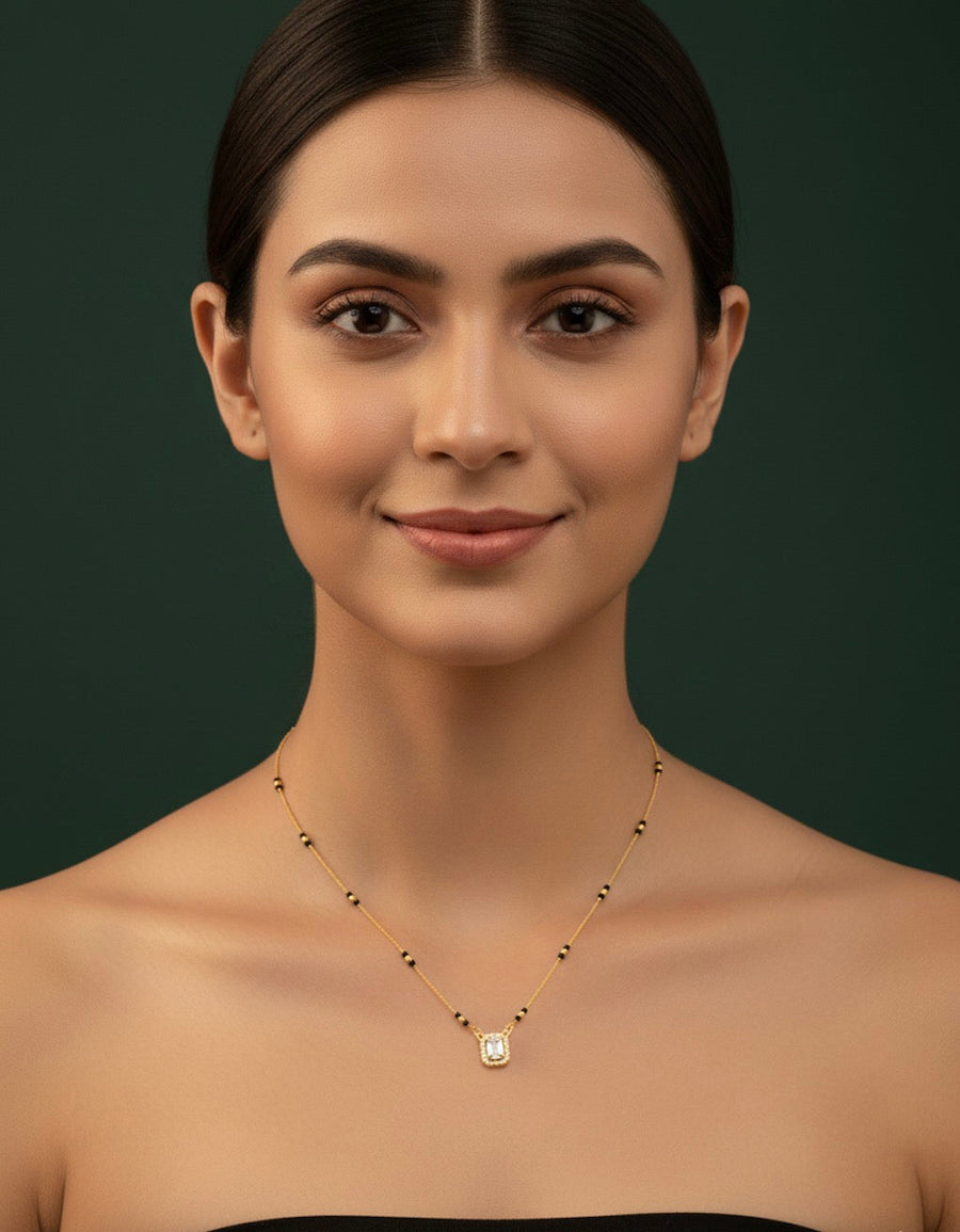 Premium Gold-Plated Artificial Stones and Beads Mangalsutra