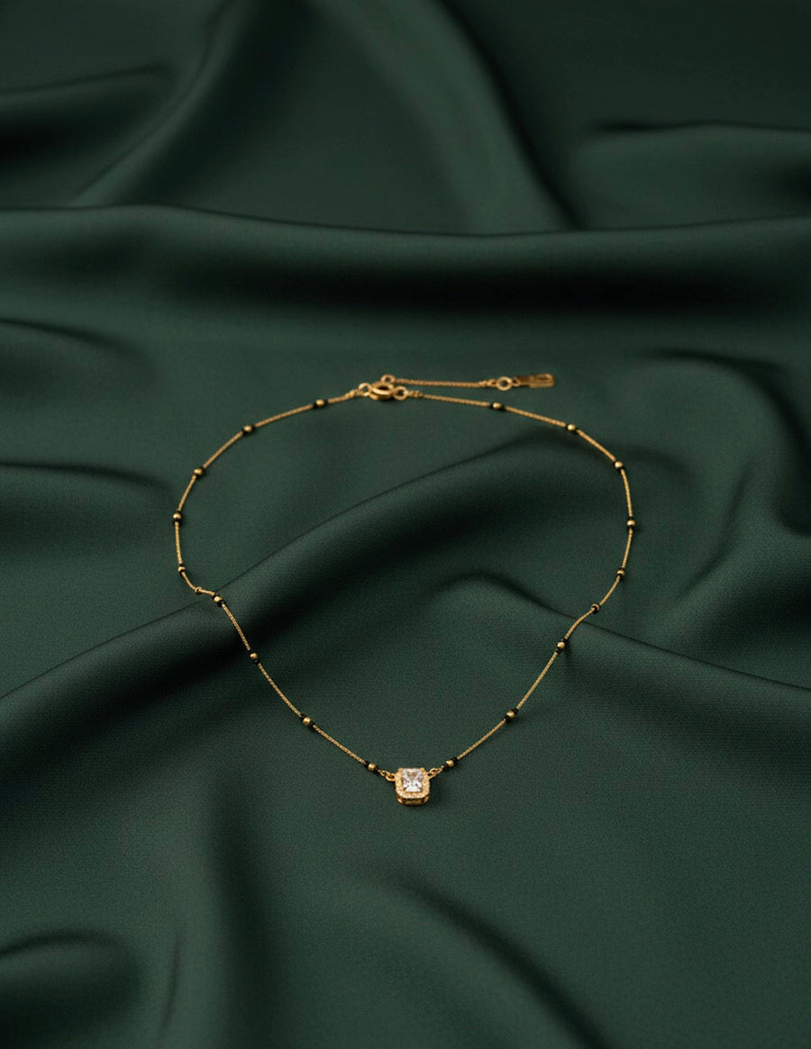Premium Gold-Plated Artificial Stones and Beads Mangalsutra
