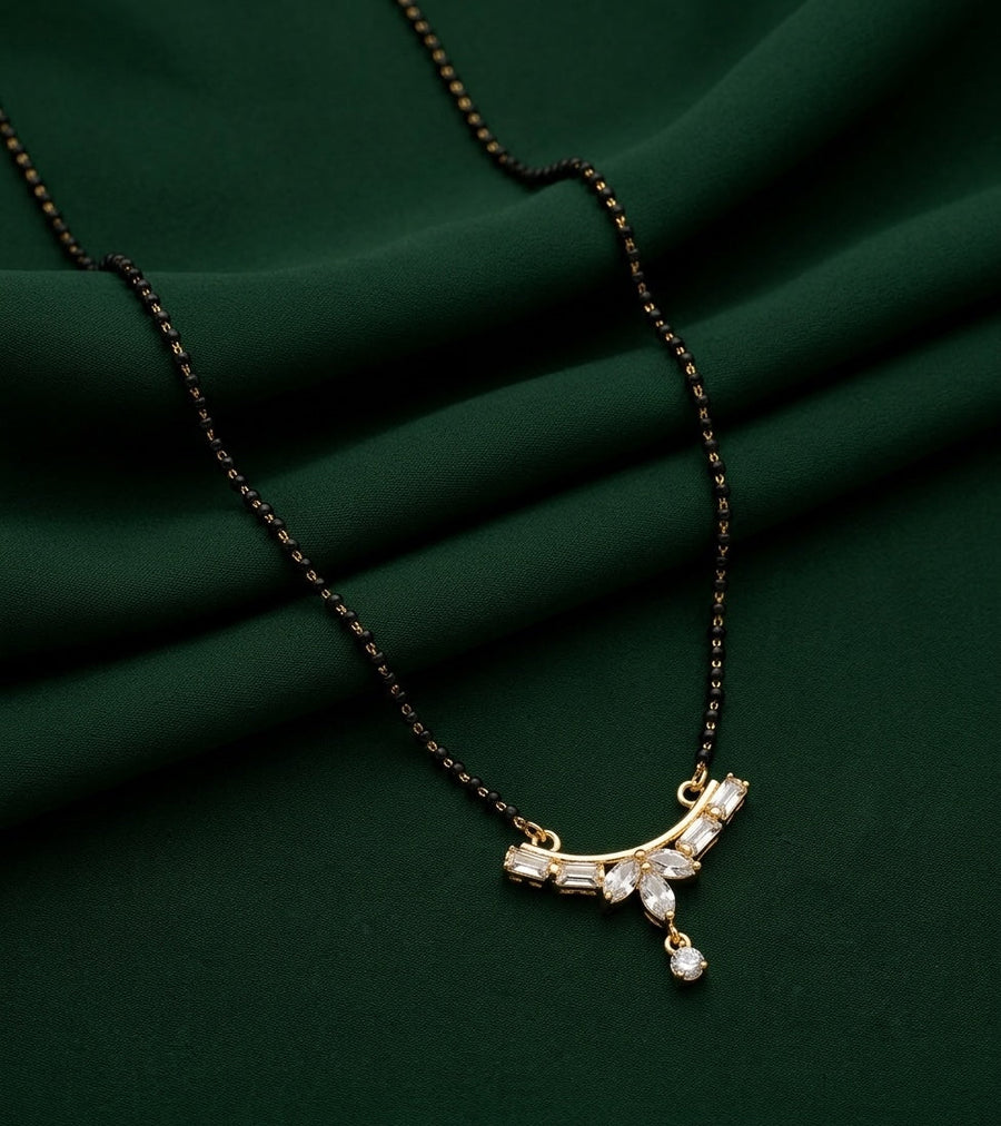 Premium Gold-Plated Artificial Stones and Beads Mangalsutra
