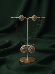Premium Gold-Toned Zircon Mangalsutra With matching Earrings
