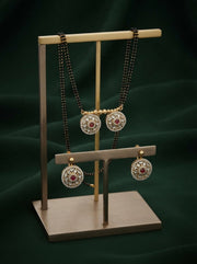 Premium Gold-Toned Zircon Mangalsutra With matching Earrings