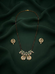 Premium Gold-Toned Zircon Mangalsutra With matching Earrings