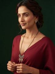 Premium Gold-Toned Zircon Mangalsutra With matching Earrings