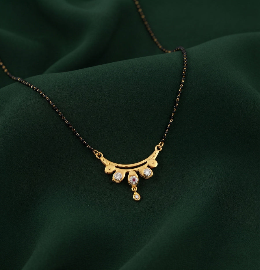 Premium Gold-Toned Stone Beaded Mangalsutra For Women