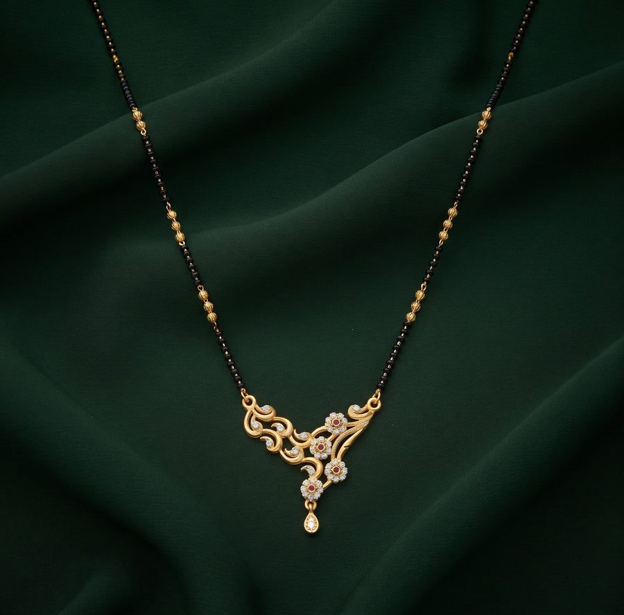 Premium Gold-Toned Stone Beaded Mangalsutra For Women