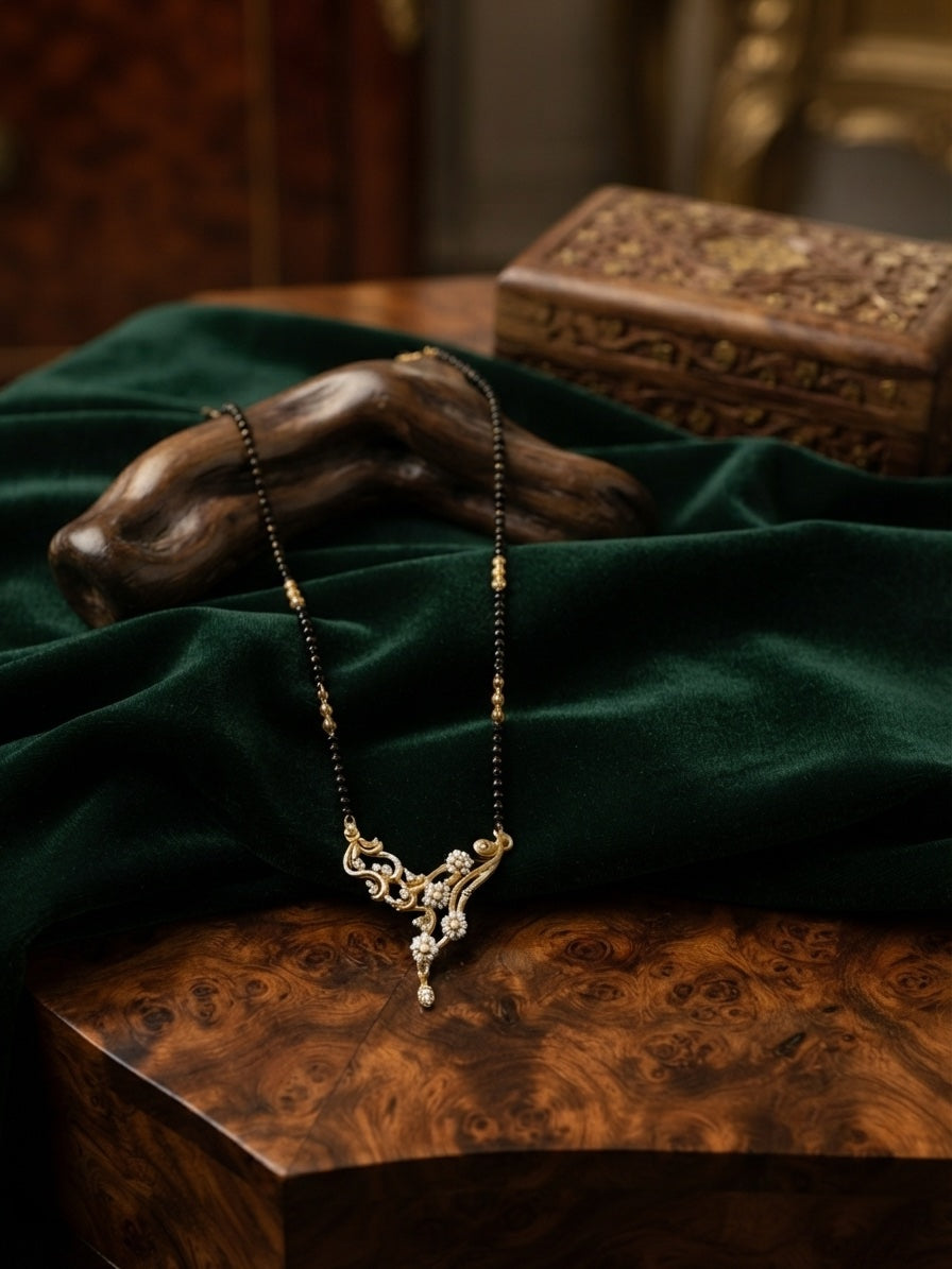Premium Gold-Toned Stone Beaded Mangalsutra For Women