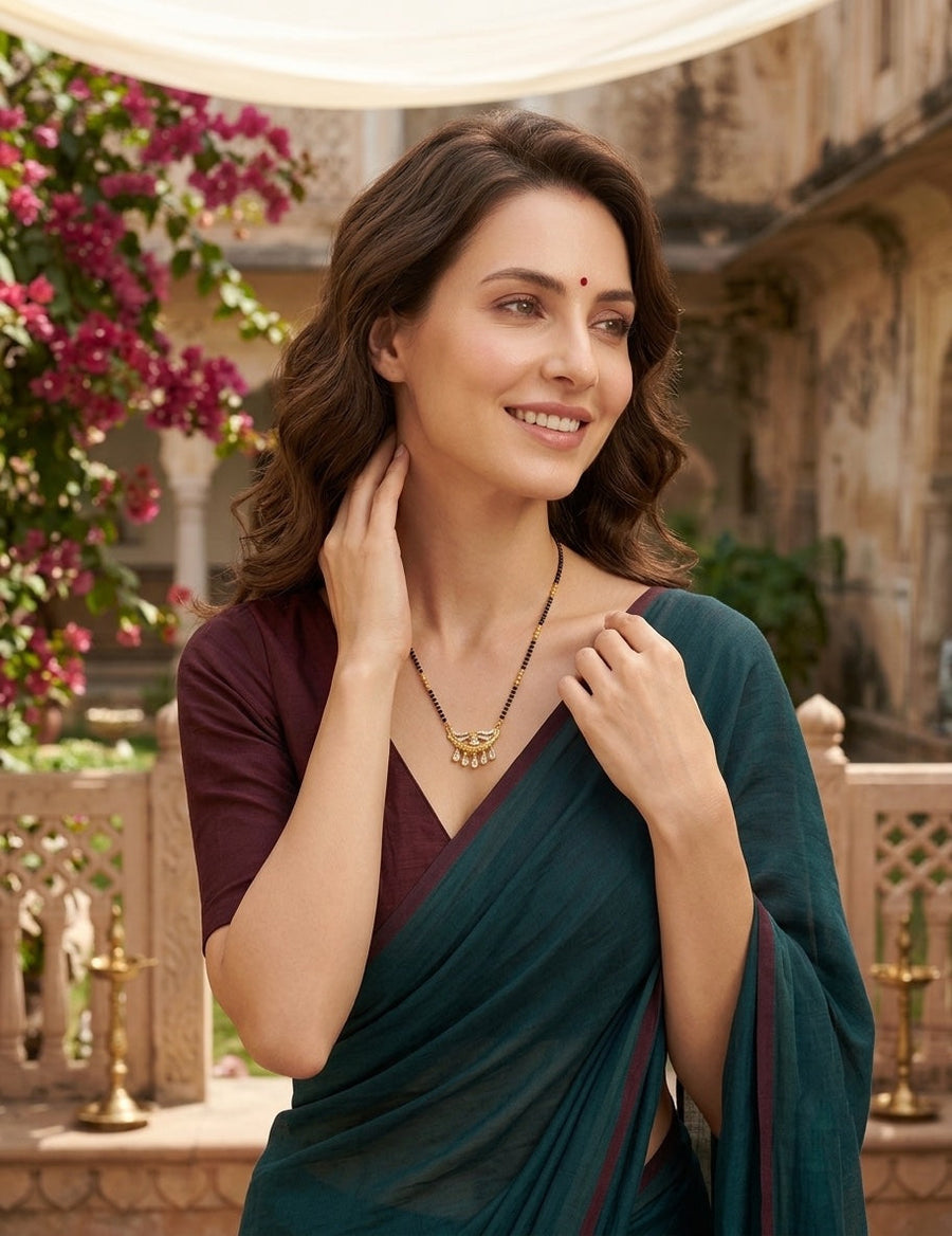 Premium Gold-Toned Stone Beaded Mangalsutra For Women