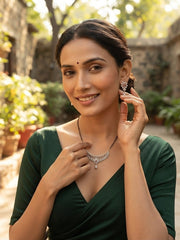 Premium American Diamond Mangalsutra With Matching Earrings