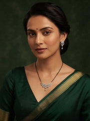Premium American Diamond Mangalsutra With Matching Earrings