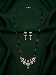 Premium American Diamond Mangalsutra With Matching Earrings