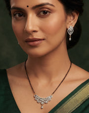 Premium American Diamond Mangalsutra With Matching Earrings